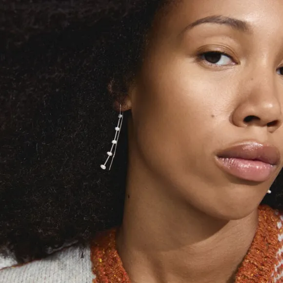 ZENAIA pearl chain earrings silver-plated